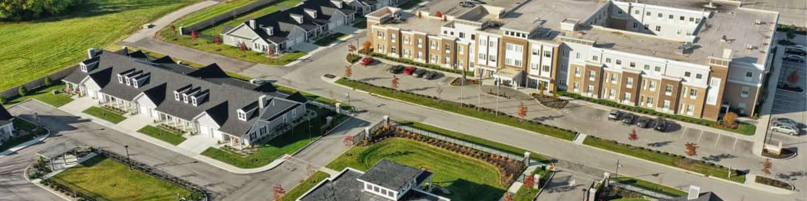 Aerial view of the Meadow Brook Senior Living community