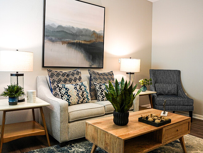 This is a living room in the Meadow Brook apartments